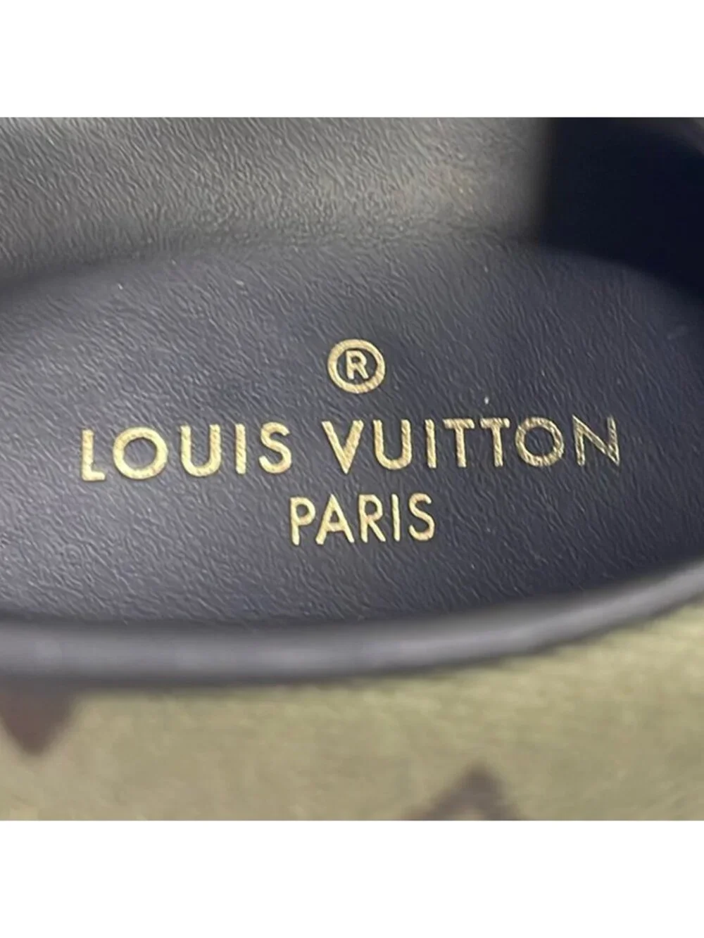 Louis Vuitton Sneakers 38.5 Khaki Dark Brown Black Monogram Pattern Leather